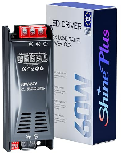 Transformador LED 24 V 60 W regulable 4 niveles – Fuente de alimentación 24 V 2,5 A AC-DC ultra delgada para iluminación, controlador LED universal de voltaje constante