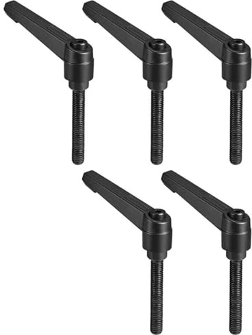 TA-VIGOR Verstellbare Klemmhebelgriffe, M8 x 60 mm, Verriegelung, Schnellspanner, Druckknopf-Ratschenschrauben, Aluminiumlegierung, Außengewinde, Bolzen für Maschinen und Geräte, 5 Stück