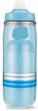 ZWCSHUU Botella Aislante de Agua fría for Ciclismo, Botella térmica for Bicicleta de Carretera, Botella de compresión Suave for Carreras, hervidor de Gimnasio portátil Deportiva Bidón(Striped Blue)