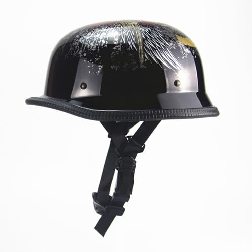 German Style Motorcycle Half Helmet Adult Men Women Retro Open Face Helmet Novelty DOT Approved Half Shell Helmet Vintage Ultra-Thin Motorcycle Helmet for Cruiser Scooter Chopper ATV(B,X-Large)