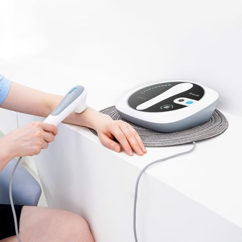 Ultraschalltherapiegerät Tragbares Massagegerät zur Muskel-und Gelenkentlastung, 3-stufige Einstellgetriebe, Ultraschall-Physiotherapie-Massagegerät für den Heimgebrauch (Weiß 02G)
