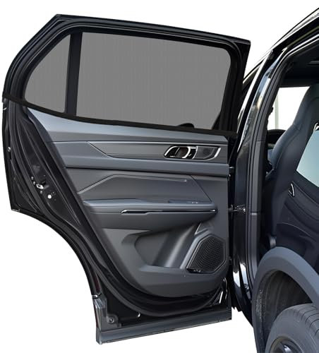 Car Window Sun Shades 2Pack,Stretachable Mesh Net for Universal Car UV Protection for Kids/Baby/Adults/Pets (Rear side, L)