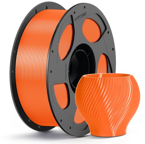 ANYCUBIC PETG Filament 1,75mm, Robustes und Langlebiges 3D Drucker Filament, Geringe Verzugneigung und hervorragende Schichthaftung, Passt für die meisten FDM Drucker, 1KG PETG Orange