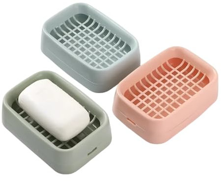 3PCS Soap box, Double-layer grid drip water soap tray, Soap box for household washbasins and wash basins