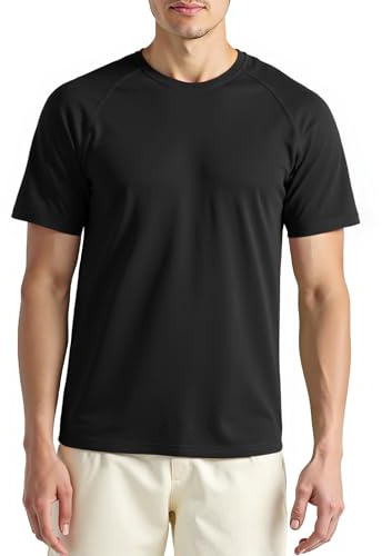 ineepor Merino Shirt Herren Wandershirt Gym Fitness Funktionsshirt Atmungsaktiv Basic Sport Tshirts Anti Schweiß UPF 50+ Kühlung Schnelltrocknend Geruchshemmend