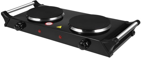 BEBEMOKO 2 Pack Portable Hot Cooktop Stove Double- Design 2000w Quick Heating Black Metal Burner with Handles for Tea and Coffee