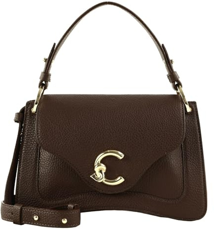 Coccinelle Pelle borsa a tracolla borsetta C-Me Grained Leather Handbag Brunette marrone scuro