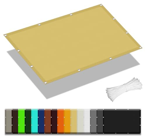 Garden Sun Shade Sail 2.5 x 10 m Rectangle UV Protection Sun Protection Waterproof Canopy Awning Outdoor with 4 Ropes Anti-Peeping for Outdoor Yard Lawn, Cream Color