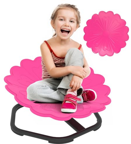 AIYAPLAY Chaise rotative sensorielle pour enfants, chaise pivotante en forme de fleur pour équilibre/coordination, entraînement, siège rotatif multi-positions avec base antidérapante, rose