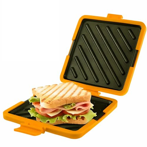 Sandwichera de silicona para microondas, sandwichera inalámbrica antiadherente, para sándwich en casa, viajes, camping, oficina, dormitorio, autocaravana (yellow)
