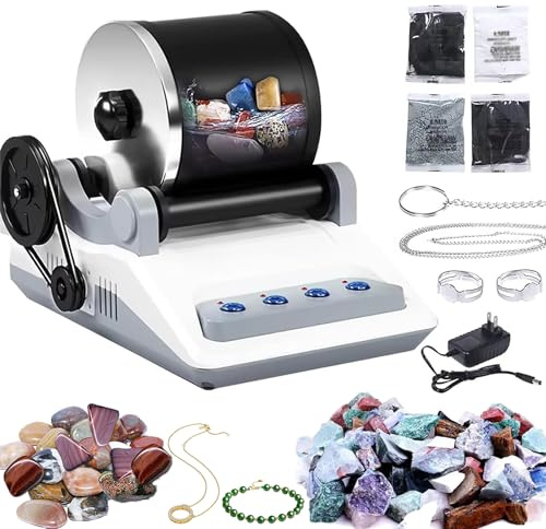 Electric Rock Tumbler Machine, Gemstones Polisher with 7 Day Timer Buttons, Buttons Gem Grinder, Detachable Rock Polisher Kit, DIY Stone Polisher for Geology Mineral Metal Crystals
