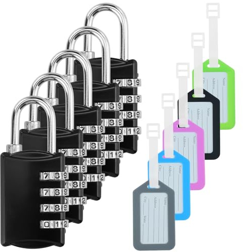 Lot de 5 Cadenas Code, Cadenas Code 4 Chiffres, Petit Cadenas Code, en Alliage de Zinc, Résistant aux intempéries, pour Casier, Bagage, Valise