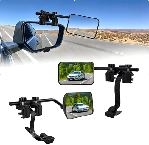 Wohnwagen Spiegel Auto 2 Stück,Mit Klemmen,360° Drehbar&Zusammenklappbar | Wohnwagenspiege,Stabil Und Regensicher,Anhängerspiegel Für Wohnwagen,Caravan