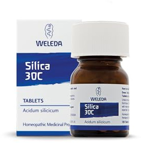 Weleda Silicea 30C Homeopathic Tablets 125 Pack Acidum Formula | Acidum silicicum 30C, Lactose & sucrose tablets, 2 tablets adults, 1 tablet children, Suck or chew dosage
