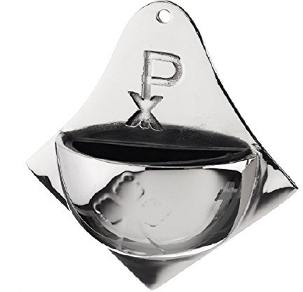 Weihwasserbecken Messing vernickelt Silber (Höhe 10 cm)