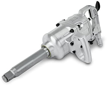 EBERTH Druckluft Schlagschrauber mit 1 Zoll Aufnahme und 1/2 Zoll Druckluftanschluss, 1620 Nm, lange Spindel, Hochleistungs-Doppelschlagwerk, 3500 U/min., 2 Griffe, 3 Rechts- und 3 Links-Drehmomente