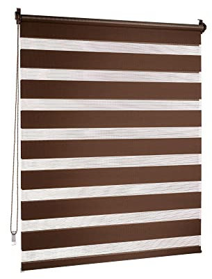 Victoria M. Doppelrollo Klemmfix ohne Bohren, 50 x 150 cm (BxH) Dunkelbraun, Rollo Fensterrollo lichtdurchlässig & verdunkelnd，Duo-Rollo Klemmmontage Zebrarollo für Fenster & Türen
