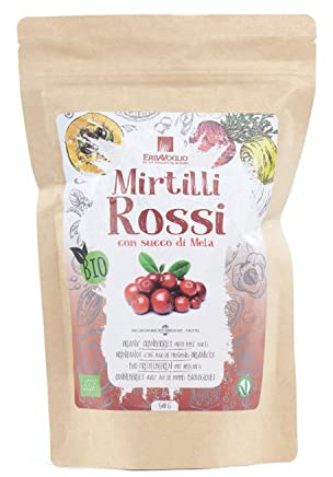 Erbavoglio Mirtilli Rossi Bio - 500 g - Alimento biologico - Antiossidanti protettivi per vie urinarie, infiammazione, cuore e difese naturali.