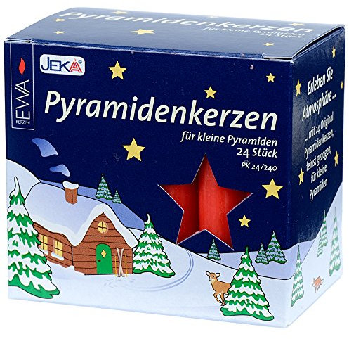 EWA - Kerzen Pyramidenkerzen, 14 mm, rot, 24 Stück, Tropflos, Brenndauer ca. 1 Std. 30 Min.