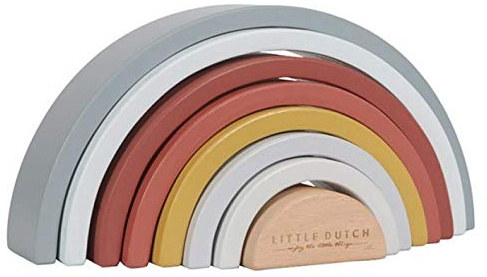 Little Dutch Regenbogen Holz Steckspiel Stapelspiel Motorikspielzeug - Pure & Nature Vintage