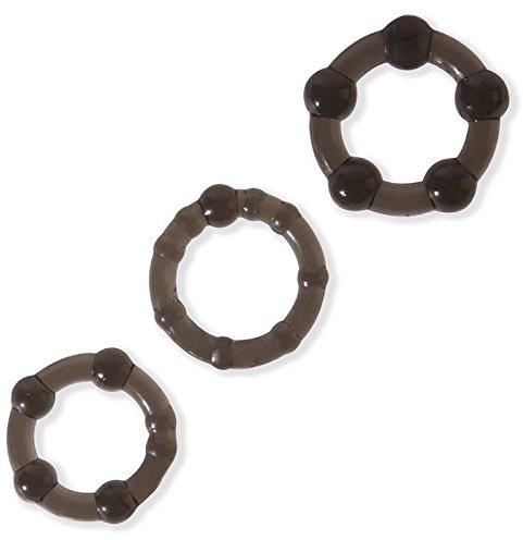 Lovehoney Triple Cock Ring Set | 3 Pack Stretchy Male Penis Ring | 3 Sizes Waterproof Penis Rings for Stronger and Longer-Lasting Erections| Flexible Adult Sex Toys for Men & Couples | Black