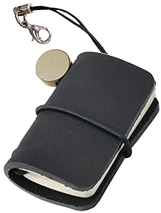 Aabellay Cuaderno de viaje de cuero diminuto diario recargable en miniatura para muñeca Vintage Mini tamaño cuaderno de notas de viajero 4,8 cm x 3,2 cm - negro