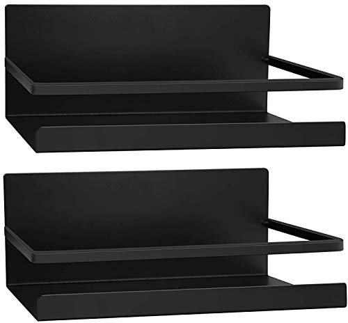 Ouinne 2 Stück Kühlschrank Regal Hängeregal für Kühlschrank Magnet Magnet Gewürzregal mit Ablage Küchenregal Küchen Organizer Aufbewahrung (Schwarz)