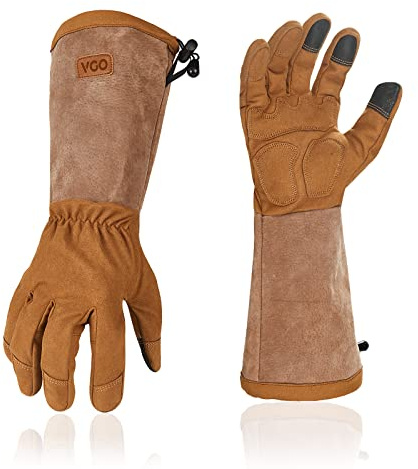 Vgo... 1Paar Gartenarbeitshandschuhe Männer,Sicherheitshandschuhe,Lange Ärmel Stulpe,Pannensicher,Dornensicher,Anti-Rutsch (SL6592-L)