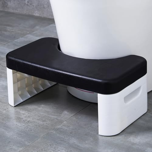 Marchepied de toilette, tabouret de toilette pliable, s'adapte à toutes les toilettes, se replie pour un rangement facile (noir)