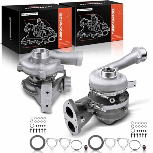 A-Premium 2pcs Complete Turbo Turbocharger Kit, with Gasket, Compatible with Ford F-250/F-350/F-450/F-550 Super Duty, 2008 2009 2010, 6.4L Diesel, High & Low Pressure
