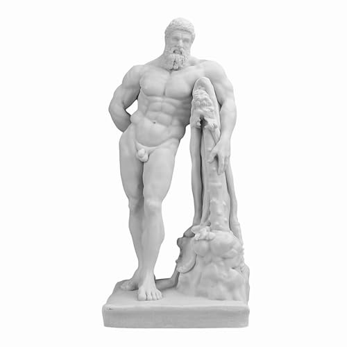 Farnese Hercules Heracles Griechische Marmor-Skulptur, Museumskopie, 25 cm, Weiß