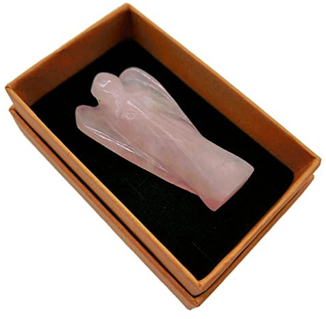 Schutzengel Rosenquarz Edelstein 5 cm Glücksbringer Heilstein mit Schmuckschachtel | Liebe Romantik Fruchtbarkeit