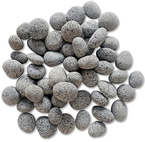 Koltose by Mash Schwarze glatte Lavasteine 5,4 kg 2,5 cm - 5,1 cm Trommelsteine für Innen- und Außenkamine, Erdgas, Propan, Holz, elektrische Feuerstellen, Grills, 100% Vulkangestein