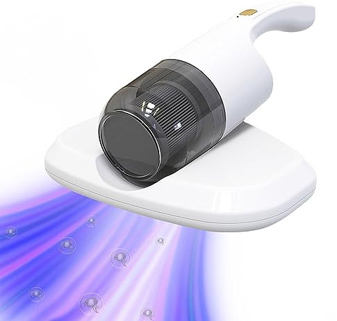 Aspirateur Anti Acariens, Aspirateur à Main avec Lumière UV-C, avec Câble, Chauffage Fonction, Filtre HEPA, Antibactérien, Puissance d'aspiration 14 kPa, pour Matelas,Meubles de Canapé