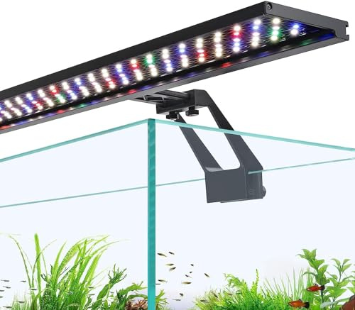 hygger Clip On Full Spectrum Aquarium Light, 22W Aquarium LED Light Day-Night Dual Timer Sunrise-Day-Sunset-Moon Fish Tank Light, Adjustable Timer Brightness with 9 Colors for Planted Tank