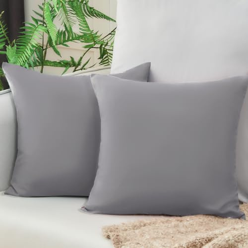 Vielit Sofa Kissenbezug 40x40 Grau Weich Kopfkissenbezug 40x40 2er Set Mikrofaser Kissenbezüge 40x40 Kissenhülle Für Kissen 40x40cm Öko-Zertifikat Resistent Hypoallergen