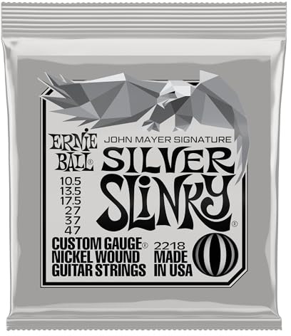 Ernie Ball Corde per chitarra elettrica John Mayer Silver Slinky con avvolgimento in nichel calibro 10,5-47