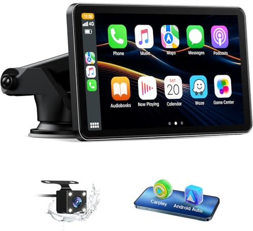 LAMTTO 7 inch Carplay Screen for Apple Carplay Android Auto Wireless, Mirror Link, Live Navigation, Siri G00gle Voice Assistant, Touchscreen, Bluetooth 5.0, AUX, FM