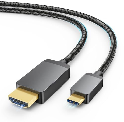 15FT USB C to HDMI Cable 4K, High Speed 15 FT Type-C to HDMI Cord-Braided, Thunderbolt 3/4/5 Compatible for PC, Monitor, TV, Projector, Galaxy S8 to S23, iPhone 15/16, MacBook, iPad Pro, Dell XPS