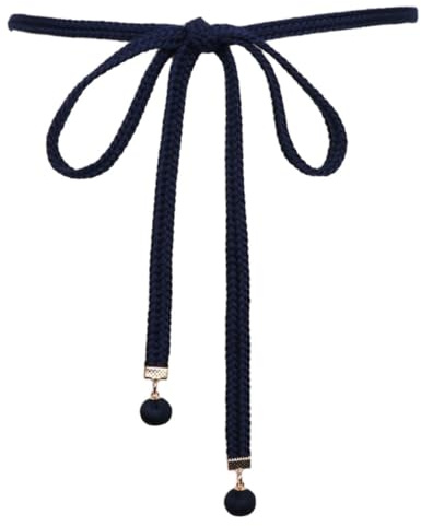 Whakano 1 ceinture tressée pour femme - Ceinture décorative - Ceinture étroite pour femme - Chaîne de taille pour robe jean, jupe, chemises longues - 148 cm - Bleu marine