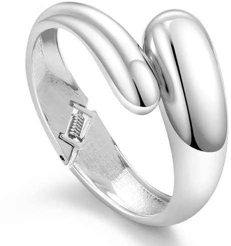 APUUESN Tropfen armbänder für Damen, Wassertropfen Breite Armreif, Verstellbares Offenes klobig Armbänder,Gold,Silber,2-Größe