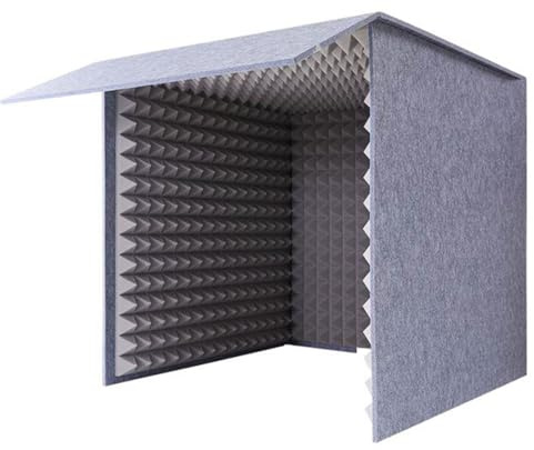 HTRY Portable Vocal Booth, Desktop Soundproof Cover, Studio Mic Sound Absorbing Foam, For Recording, Singing, Game Live Streaming, Voice Chat(Size:60×60×60×20cm,Color:Dark Gray)