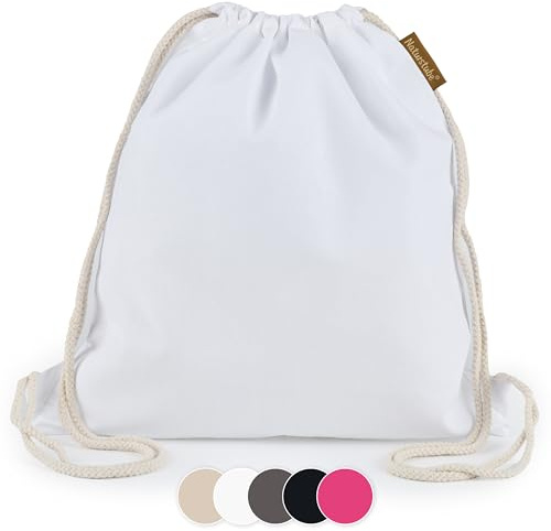 Naturstube® Baumwoll Weißer Turnbeutel Sportbeutel Zuziehbeutel Gymsack Sack Jute Schule Rucksack Stoffbeutel & Sportbeutel zum Bemalen