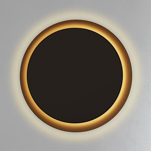 SSC-LUXon IRELIA Wandleuchte Innen & Außen indirektes Licht in schwarz mit 3 Lichtfarben einstellbar - Außenleuchte Wandlampe rund Ø 30cm