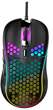 Housoutil Souris de Jeu Filaire USB D110 à Coque Nid D’Abeille Noire | Plastique Ajouré, Design Ergonomique, Usage Maison et Dortoir, Opération Souple et Confortable