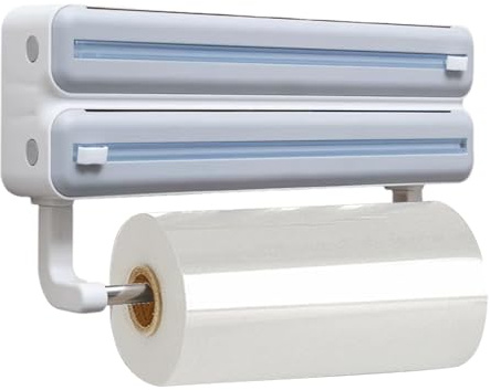 Aluminum Foil Dispenser - Aluminum Cutter, Wrap Box | Kitchen Wall Foil Storage Rack, Food Film Dispenser with Hanger for Organization Cooking Roll Holder Multipurpose Household