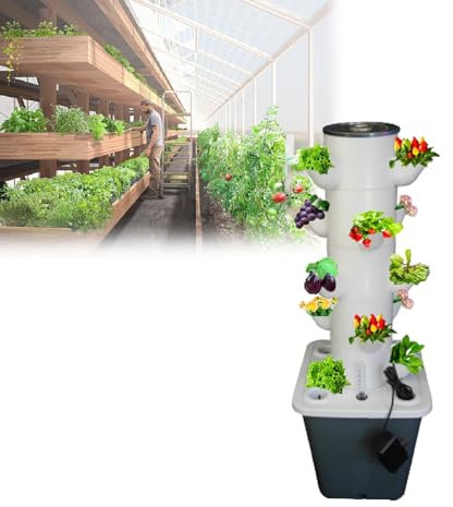 UEGFSIJRF Tour hydroponique Verticale: 15pods, Kits de Germination for Plantes de Jardin avec Pompe et réservoir Amovible– Cultivez des Herbes, des Fruits, des légumes et des Fleurs(15holes)