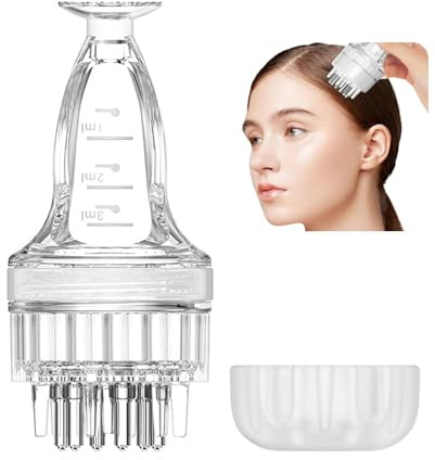 Soiftra Haaröl Applikator,Haarwurzel Applikator Schnelles und Effizientes Auftragen von Haaröl Kamm Massagebürste Transparent Leicht zu Reinigen für Haarbehandlung Ätherisches Öl Serum Haarwachstum