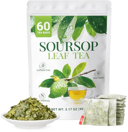 Premium 60 Soursop Tea Bags - 100% Pure Soursop Leaf | Graviola Leaf Tea, Guanabana Tea | Caffeine Free - No Additives & Non-GMO | Plant-Based Tea Bags
