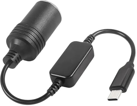 Adaptador Usb C Macho a Mechero Hembra de 12V, Convertidor de Adaptador de Encendedor de Cigarrillos, Cable Usb C Macho a Enchufe de Encendedor para Dash Cam, GPS y Barras de Luz LED para Coche